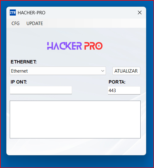Tela após selecionar adaptador